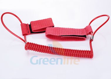Dây câu cá cuộn lò xo nhựa chất lượng dài 1,5M màu đỏ có dây đeo